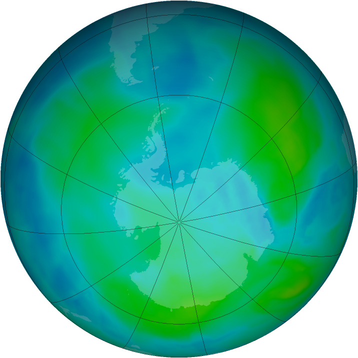 Antarctic ozone map for 11 February 2013